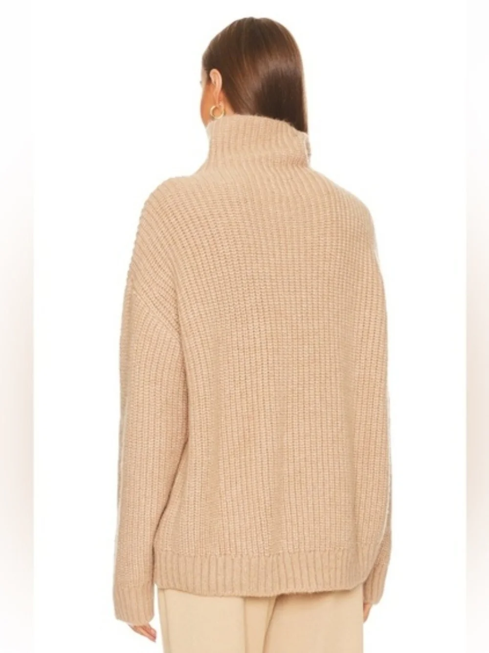 NWT ANINE BING Sydney High-Neck/Turtleneck Sweater XS, Camel, Wool-blend